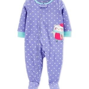 Carter’s Purple Owl Footed Pajamas Fleece sleeper Pjs– Size 2T
